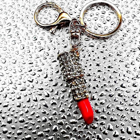 Hot Pink Lipstick Purse Charm Keychain - NEW! - Picture 1 of 5